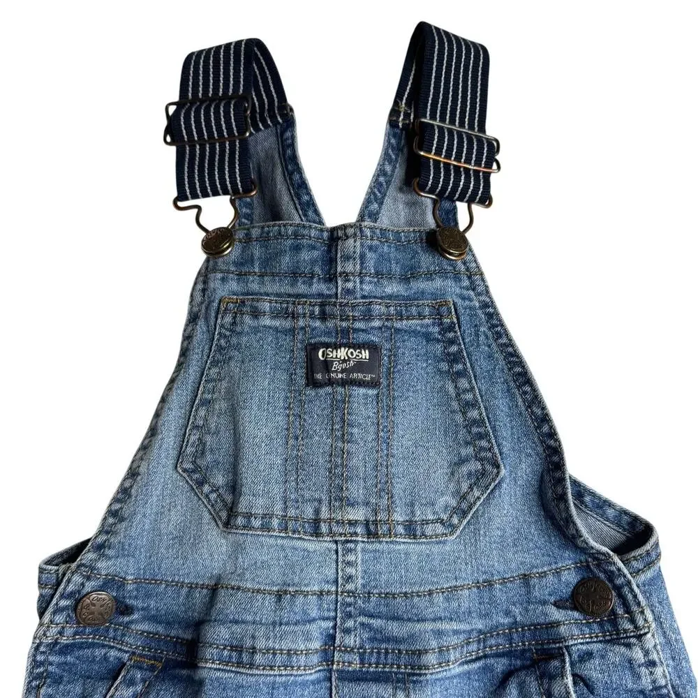 OshKosh B’gosh Denim Carpenter Overalls Toddler 4T Dark Wash Navy Straps